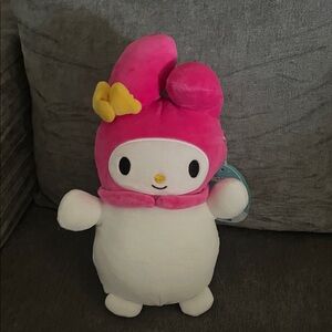 Hello Kitty Pink and White Plush with Yellow Bow